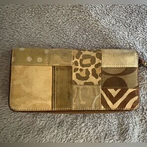 Coach Patchwork Gold and Brown Wallet